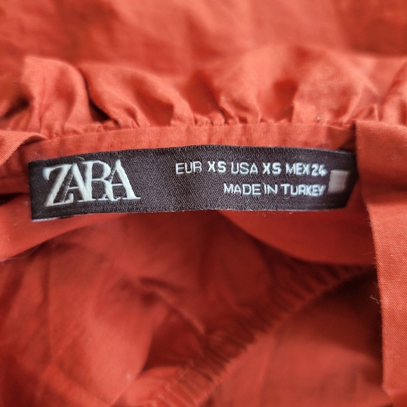 Zara Russet Red Brown Sleeveless Crop Ruffled Top Size XS - Picture 4 of 4